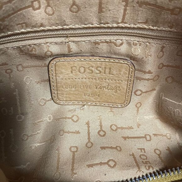 Fossil long live vintage Pebbled Leather Marlow tan Satchel/Shoulder bag . - Picture 10 of 14